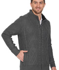 Mens Sherpa Fleece Lined Zip Front Sweater Jacket - Silverts 4
