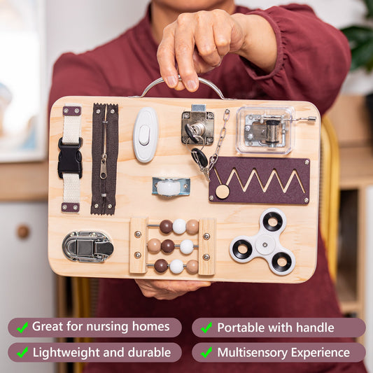 Wooden Fidget Busy Board for Adults with Altzheimer's, Dementia-friendly games - Silverts 2