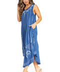 Sakkas Starlight Fourth Women's Tie Dye Caftan Tank Dress/Cover Up Beach Kaftan