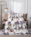 DaDa Bedding Floral Blossoms Spring Cottage Birds Soft Fleece Throw Blanket (XY1010) - Silverts 1