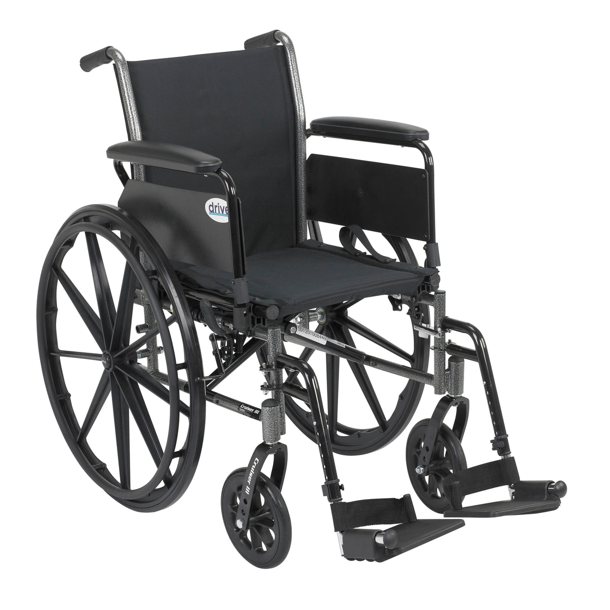 Cruiser III Light Weight Wheelchair with Flip Back Removable Arms, Full Arms, Swing away Footrests, 18" Seat - Silverts 1