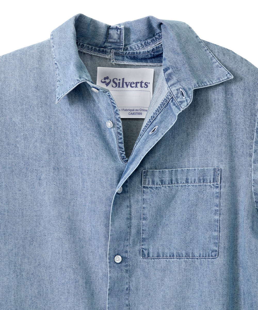 Men's Adaptive Open Back Short Sleeve Dress Shirt - Silverts 15