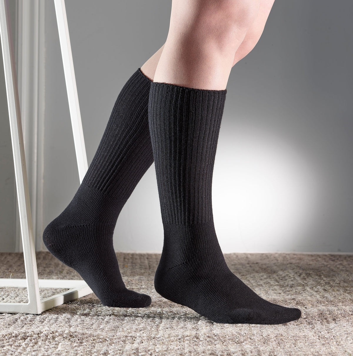 2 Pack Diabetic Soft Cotton Socks Black - Silverts 6