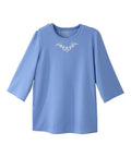 Women's Open Back 3/4 Length Sleeve Top with Embroidery - Silverts 9