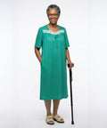 Women's Open Back Lace Trim Nightgown with Pockets - Silverts 1