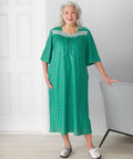 Women's Open Back Lace Trim Nightgown with Pockets - Silverts 7