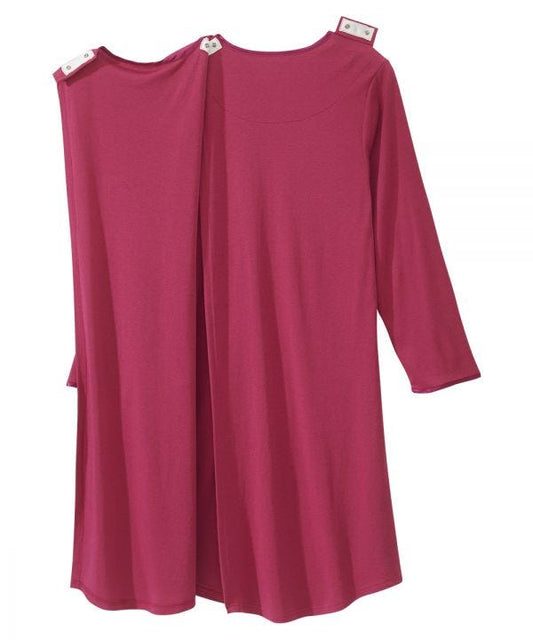 Women's Open Back Henley Nightgown - Silverts 2