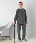 Men's Open Back Top & Pull-on Pant Waffle Knit Pajama Set - Silverts 7