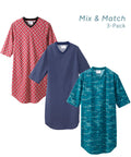 Men's Open Back Classic Nightgown Bundle - 3 Pack - Silverts 1