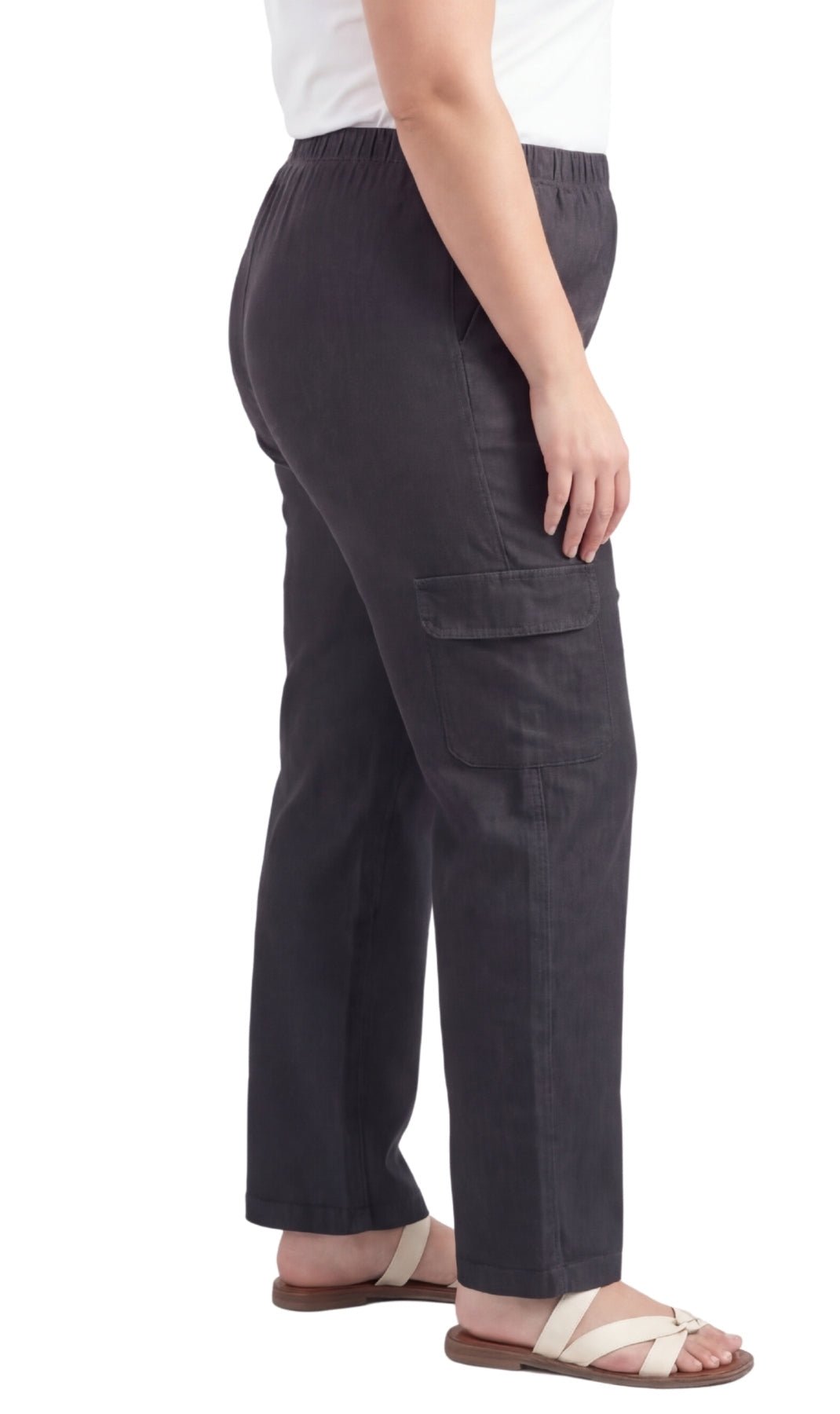 Women's Lightweight Elastic Stretch Waist Casual Denim Pull-on Cargo Pants - Silverts 3