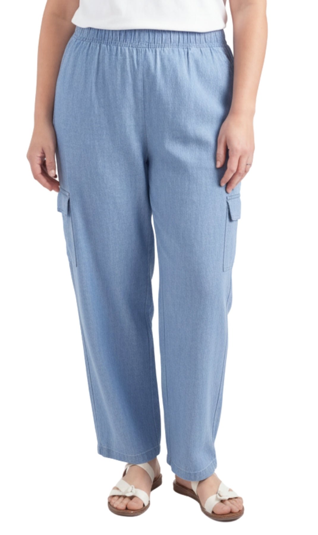 Women's Lightweight Elastic Stretch Waist Casual Denim Pull-on Cargo Pants - Silverts 5