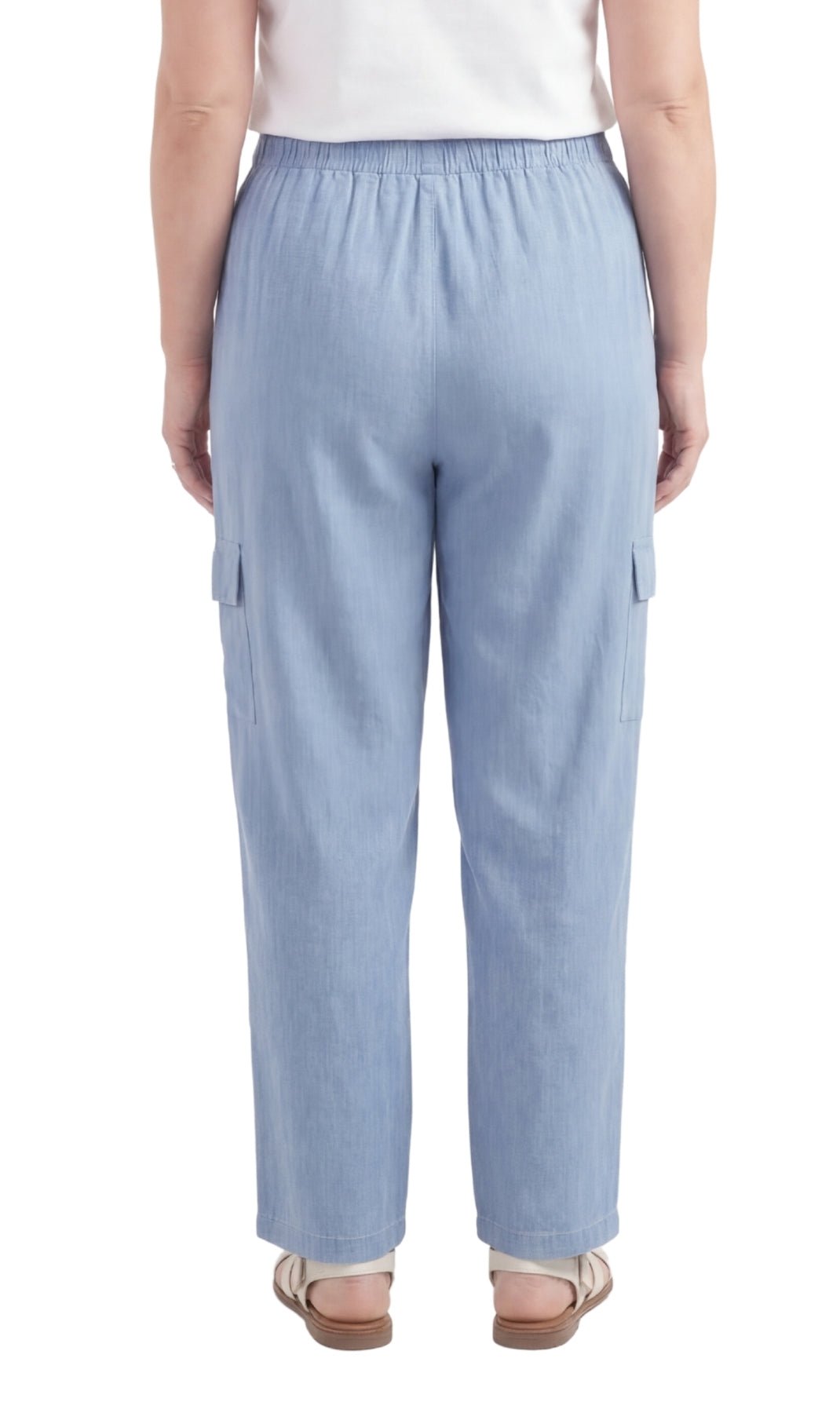 Women's Lightweight Elastic Stretch Waist Casual Denim Pull-on Cargo Pants - Silverts 6