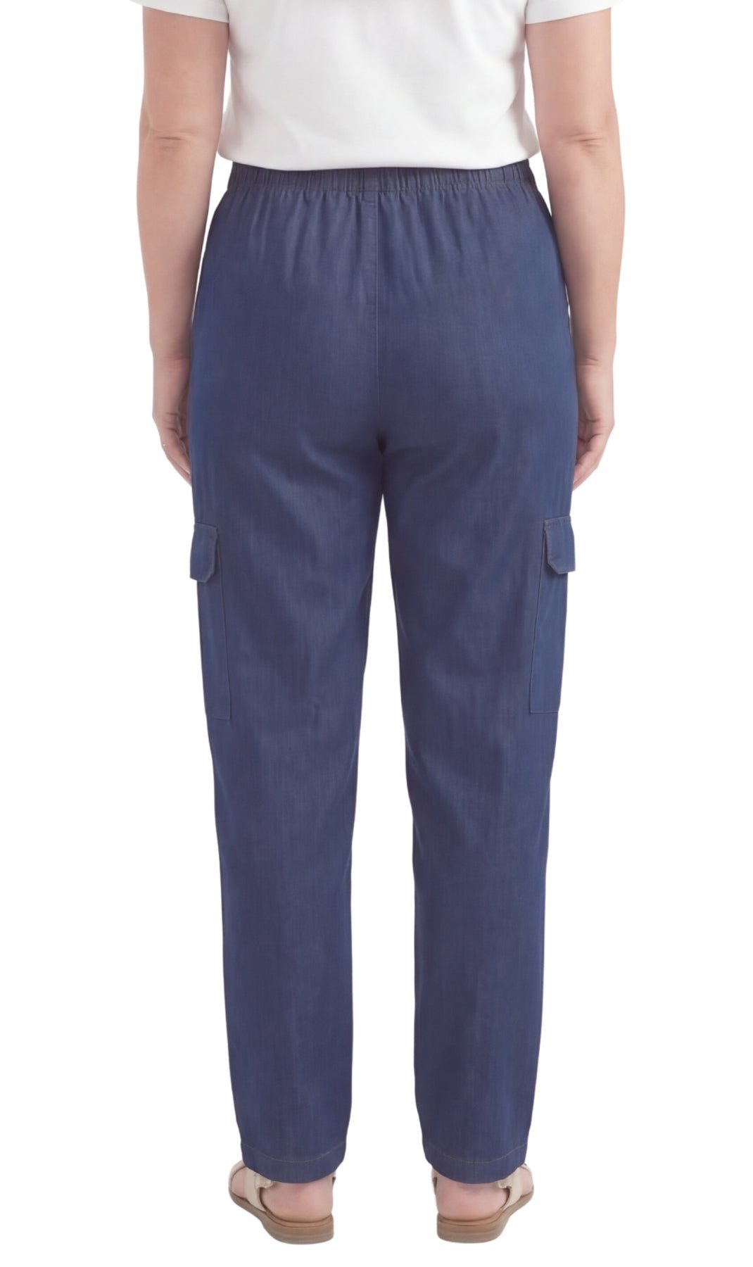 Women's Lightweight Elastic Stretch Waist Casual Denim Pull-on Cargo Pants - Silverts 10