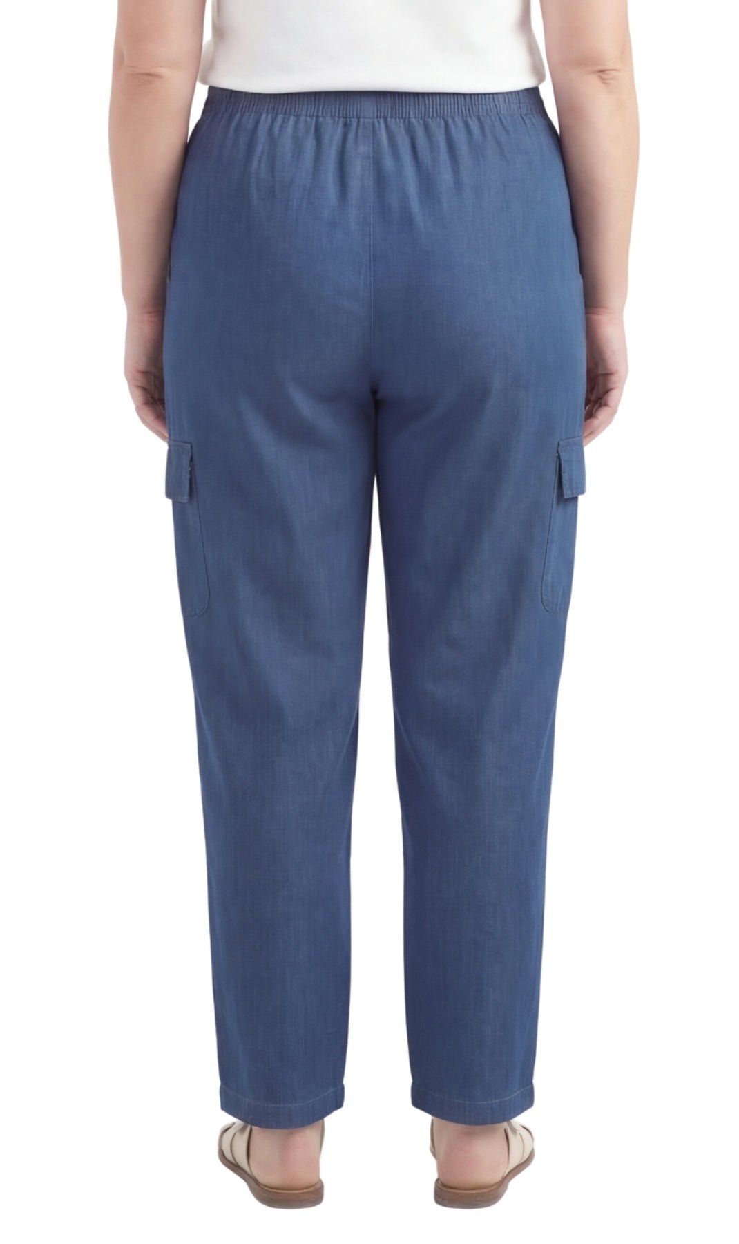 Women's Lightweight Elastic Stretch Waist Casual Denim Pull-on Cargo Pants - Silverts 16