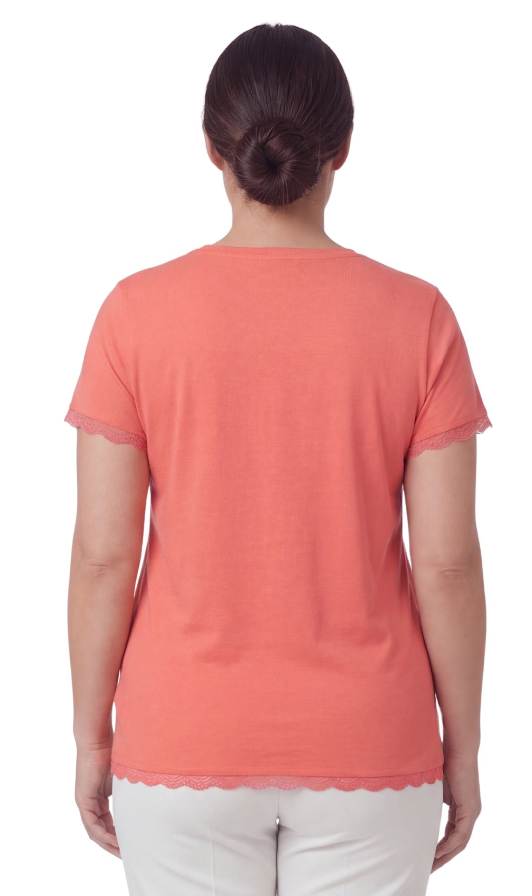 Women's V-neck Short Sleeve Tshirt with A Three Button Placket - Silverts 10