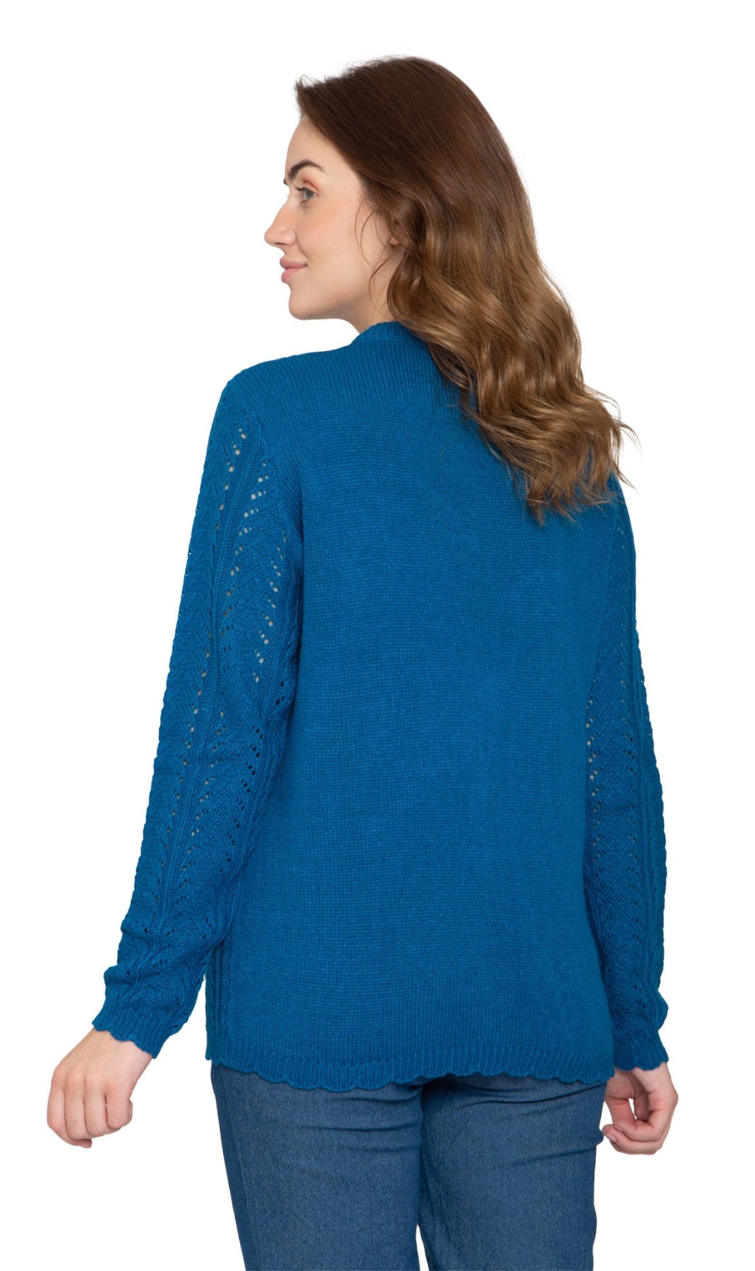Women's Button Front Crochet Pointelle Cardigan with Pockets - Silverts 8
