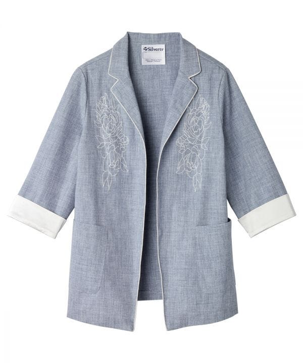 Women's Embroidered Linen Blazer - Silverts 7