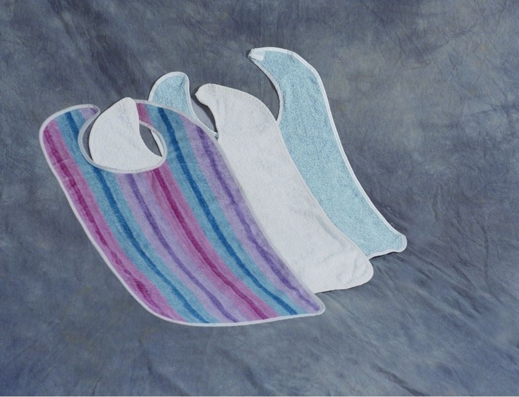 3-Pack 100% Cotton Terry Adult Bib - Silverts 1