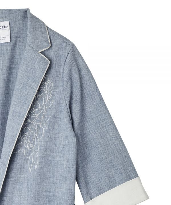 Women's Embroidered Linen Blazer - Silverts 9