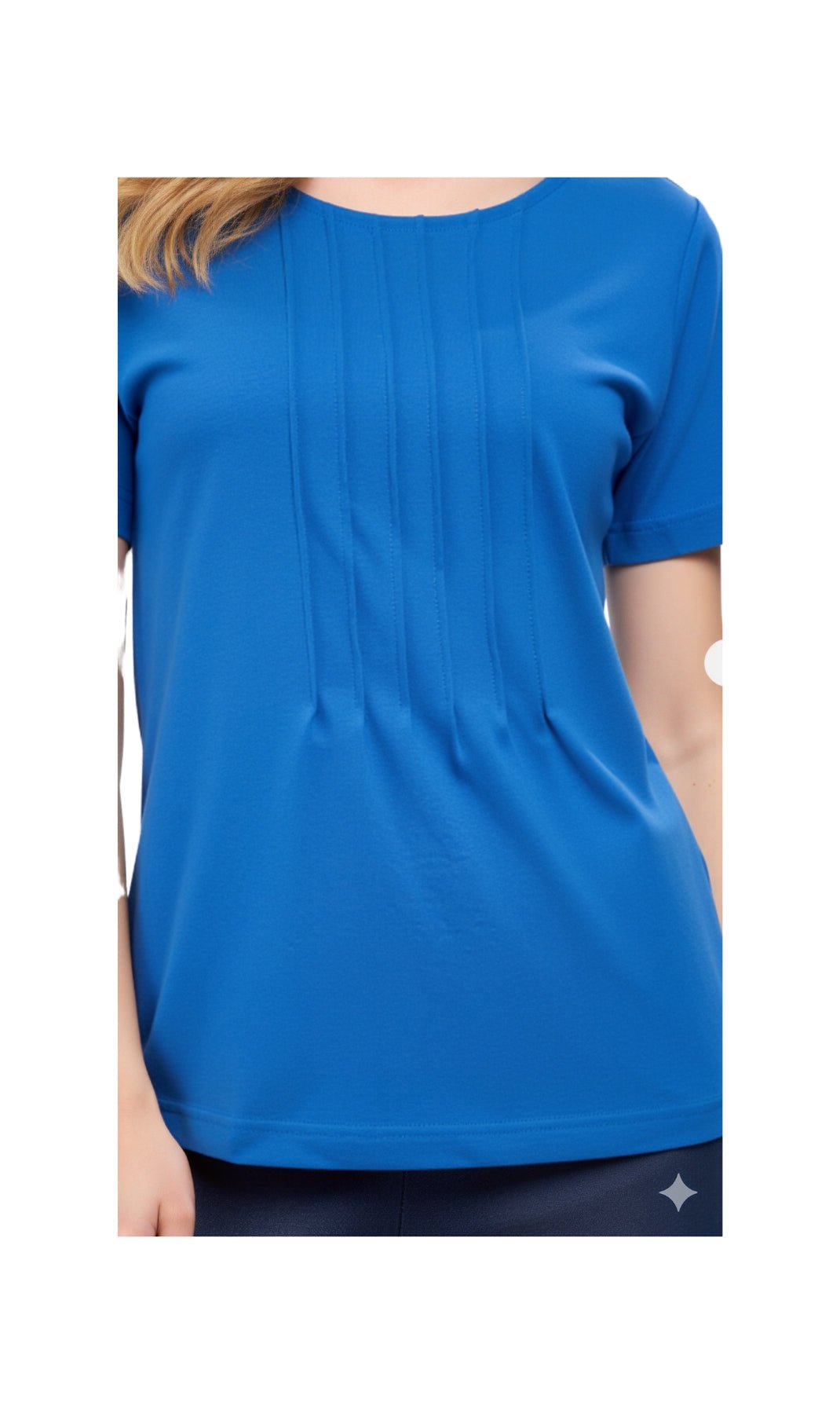 Women's Short Sleeve Cotton Knit T-shirt in Pintuck Style - Silverts 14
