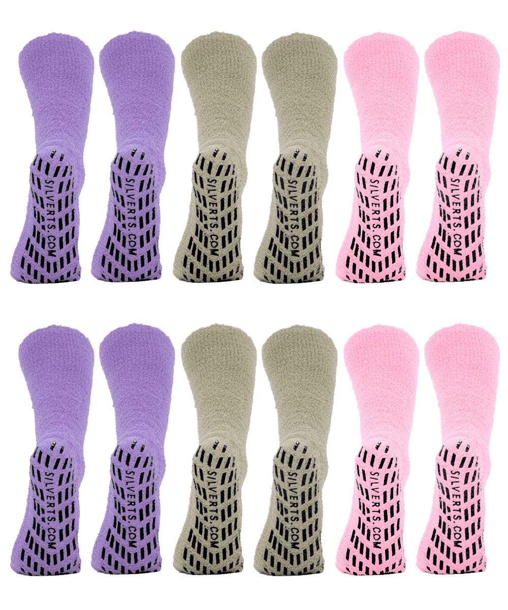 Unisex Hospital Slipper-Grip Socks - 6 Pack - Clearance - Silverts 1