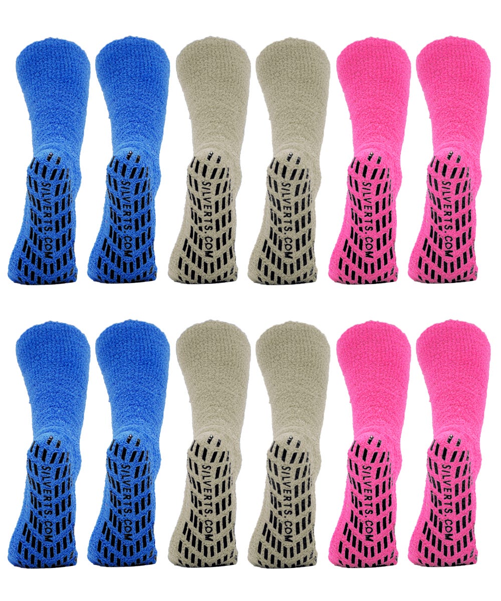 Unisex Hospital Slipper-Grip Socks - 6 Pack - Clearance - Silverts 5