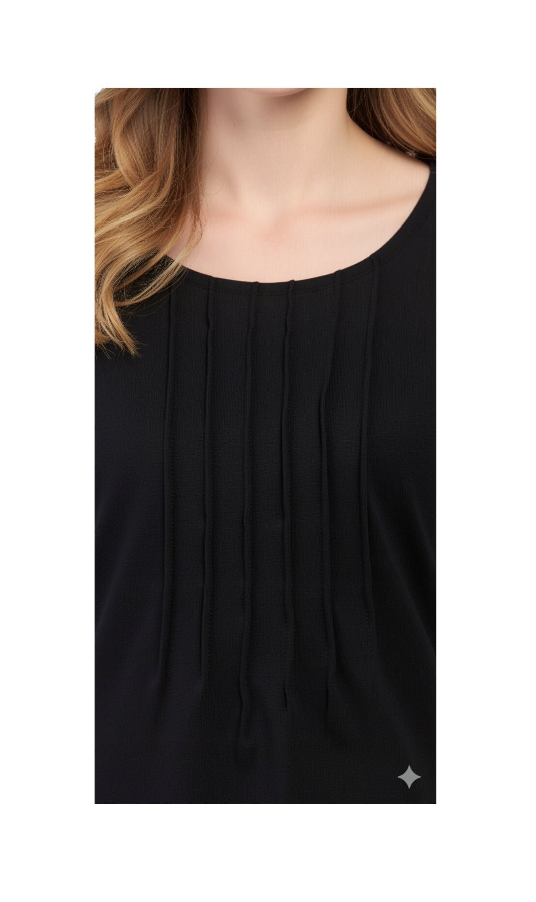 Women's Short Sleeve Cotton Knit T-shirt in Pintuck Style - Silverts 19