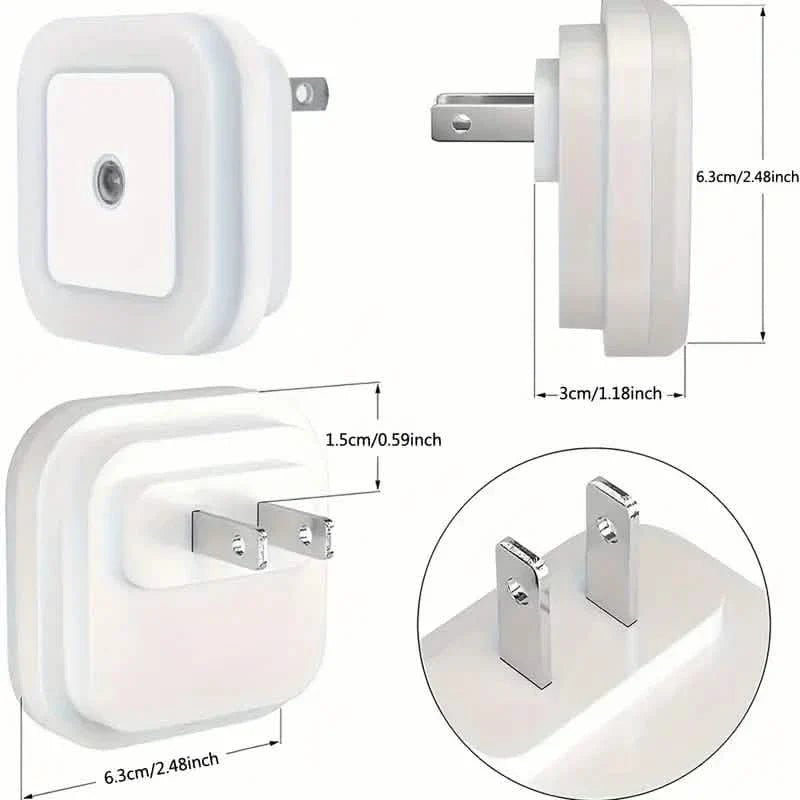 2-Pack: LED Night Light, Plug-in Wall Sconce with Auto Dusk to Dawn Sensor - Silverts 3