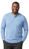 Men's Long Sleeve Henley shirt in cotton blend with 3 Button Placket & Chest Pocket