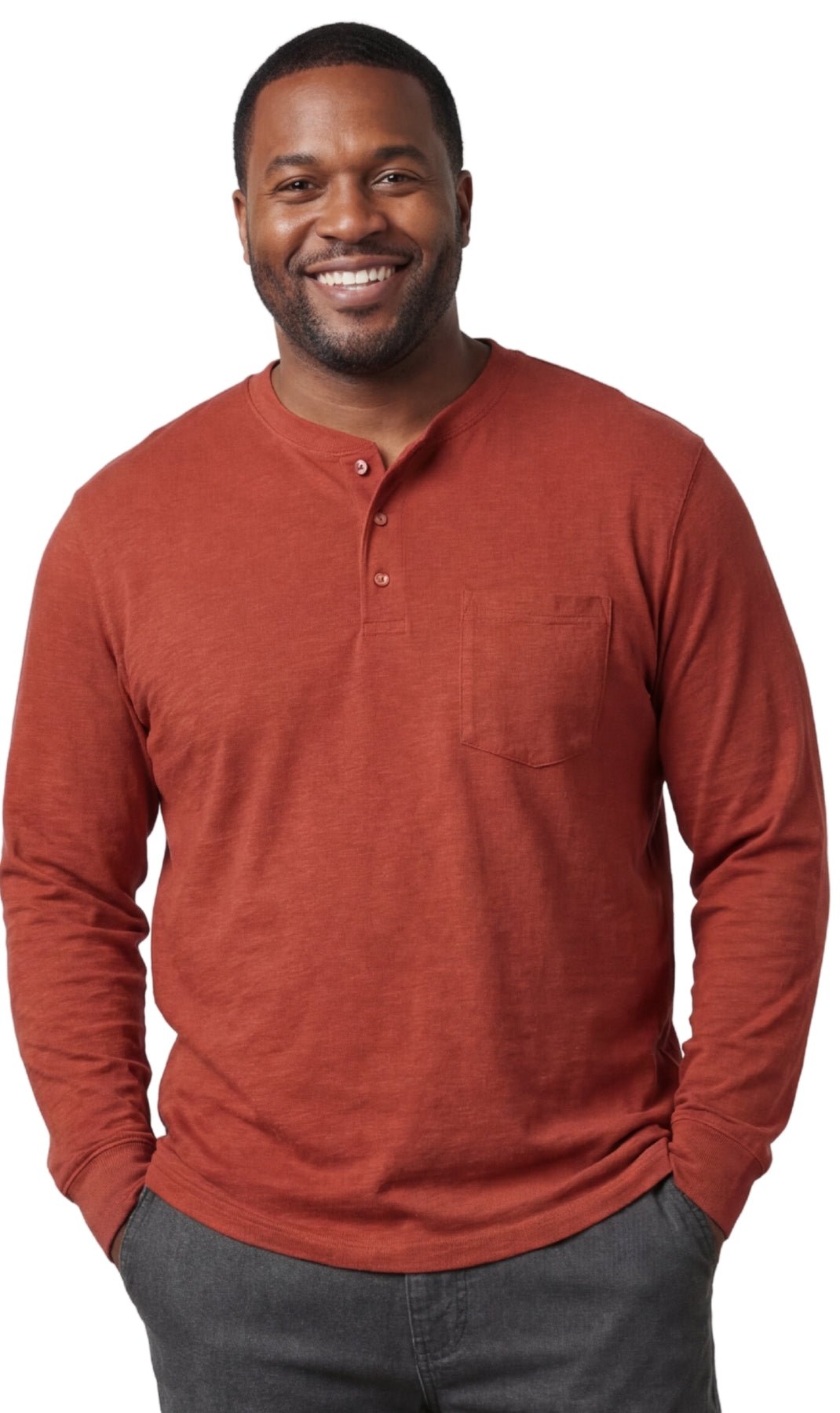 Men's Long Sleeve Henley shirt in cotton blend with 3 Button Placket & Chest Pocket - Silverts 17
