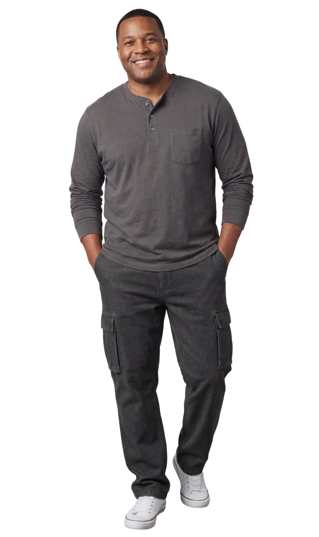 Men's Long Sleeve Henley shirt in cotton blend with 3 Button Placket & Chest Pocket - Silverts 15