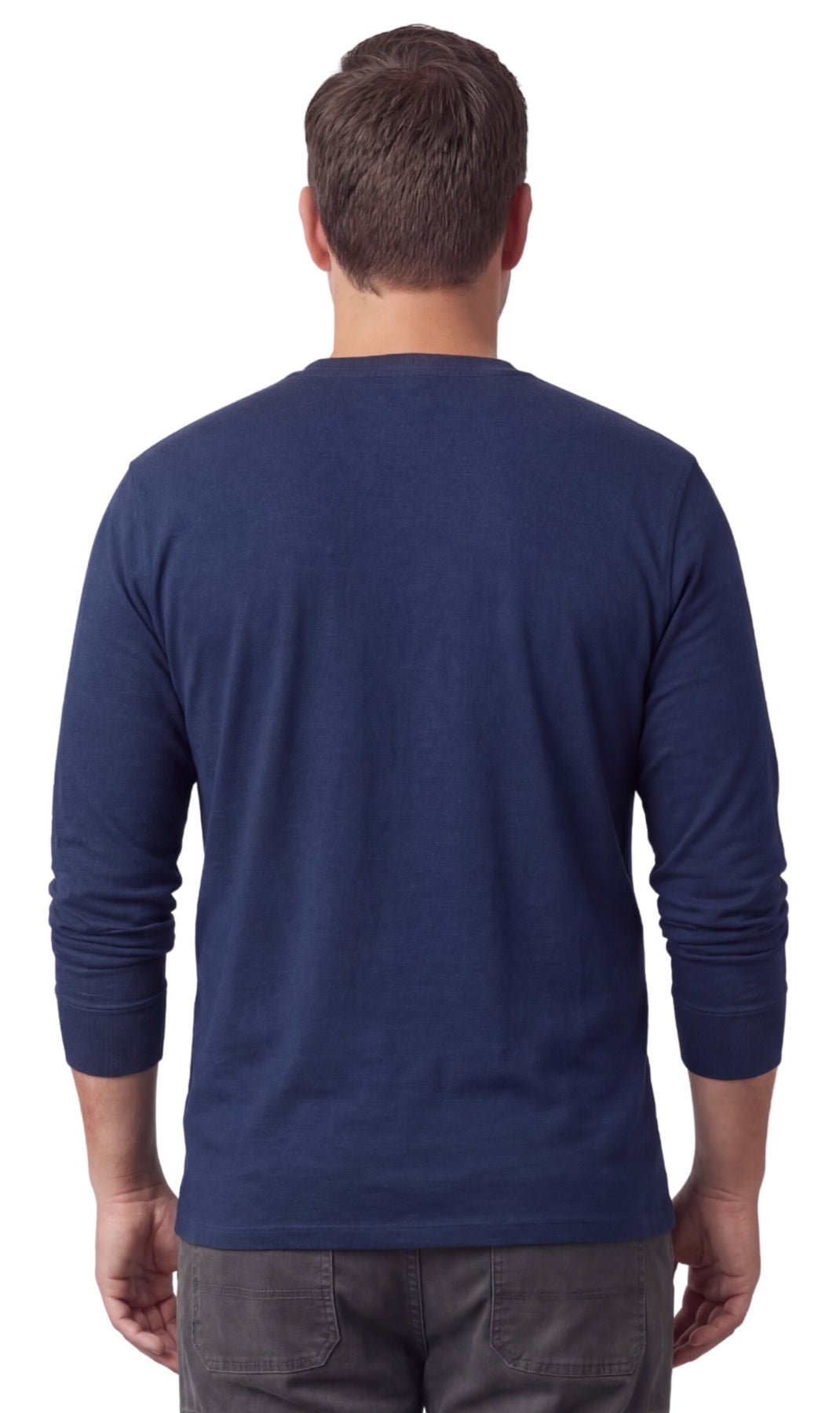 Men's Long Sleeve Henley shirt in cotton blend with 3 Button Placket & Chest Pocket - Silverts 8