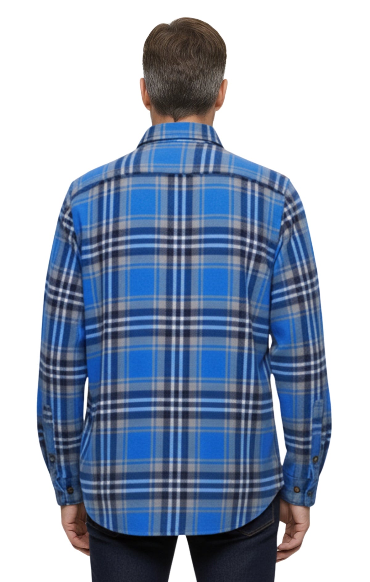 Men's Heathered Fleece Overshirt with Chest Pockets and Tortoise-shell patterned Buttons - Silverts 6