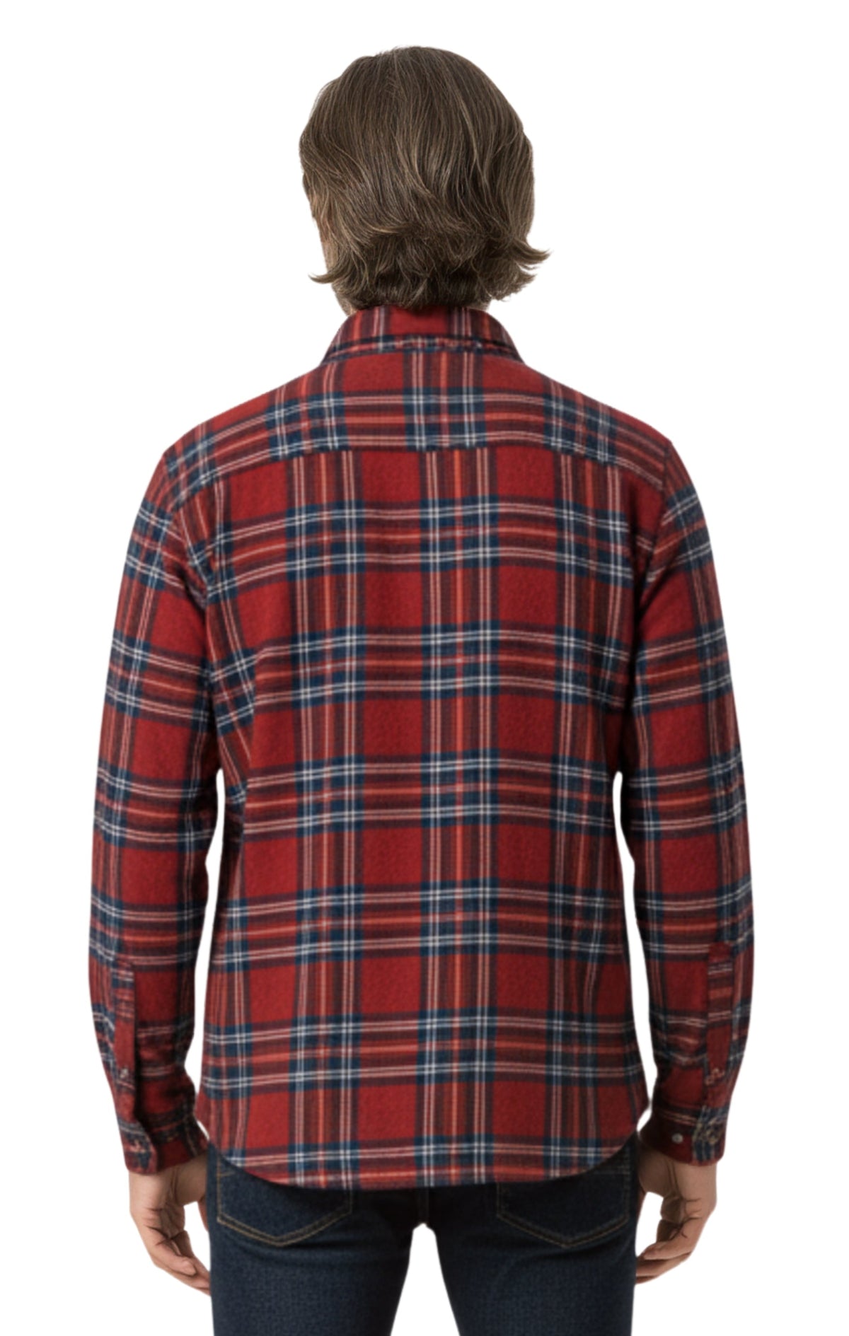 Men's Heathered Fleece Overshirt with Chest Pockets and Tortoise-shell patterned Buttons - Silverts 2