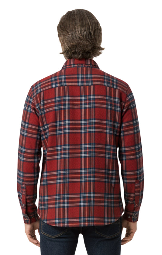 Men's Heathered Fleece Overshirt with Chest Pockets and Tortoise-shell patterned Buttons - Silverts 2