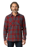 Men's Heathered Fleece Overshirt with Chest Pockets and Tortoise-shell patterned Buttons