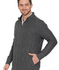 Mens Sherpa Fleece Lined Zip Front Sweater Jacket - Silverts 3