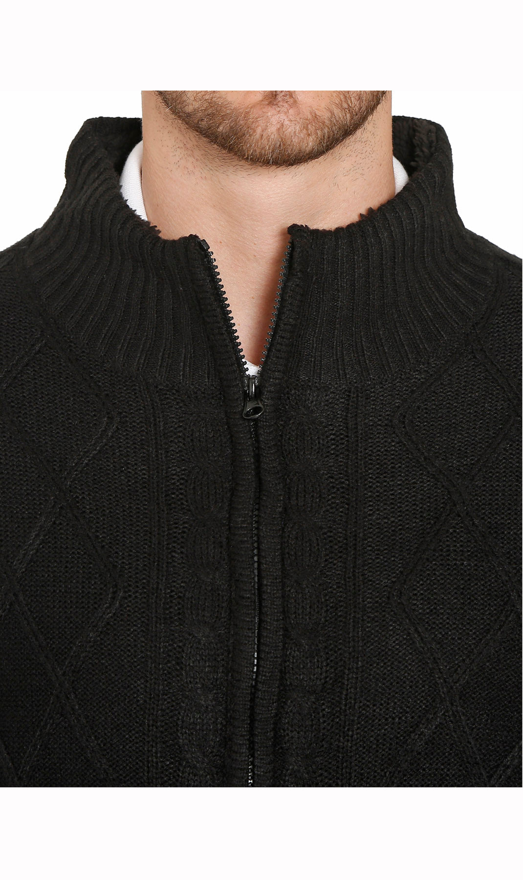 Mens Sherpa Fleece Lined Zip Front Sweater Jacket - Silverts 14