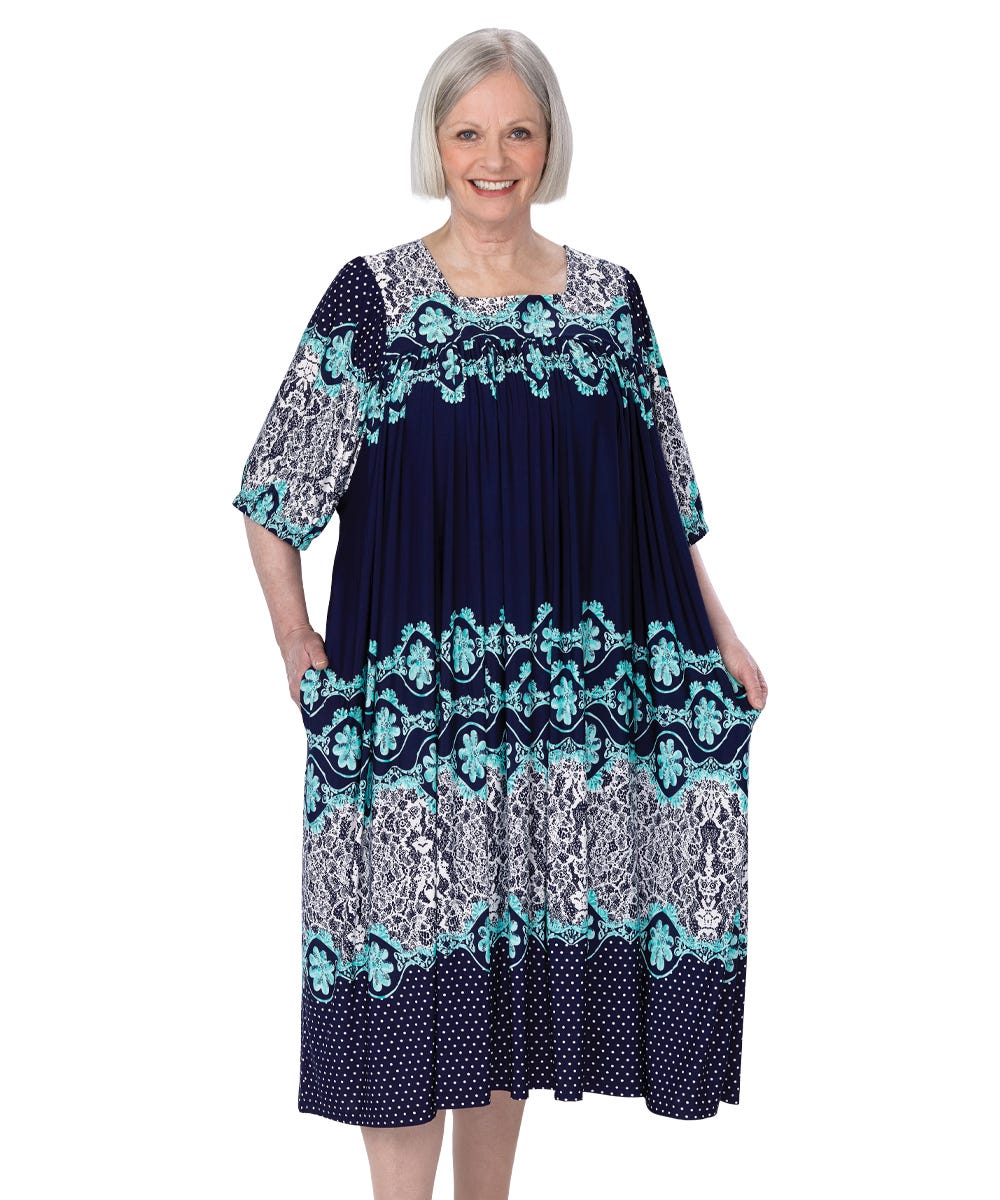 Women's Self Dressing Duster House Dress - Silverts 27