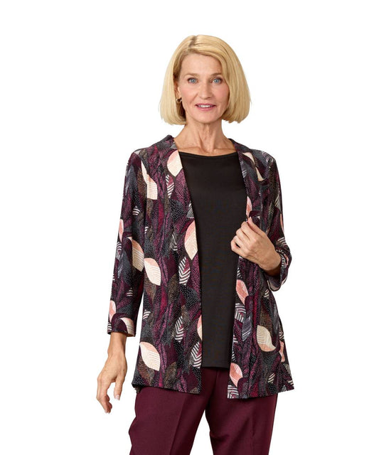 Women's Open Back 3/4 Sleeve Twofer Top - Silverts 1
