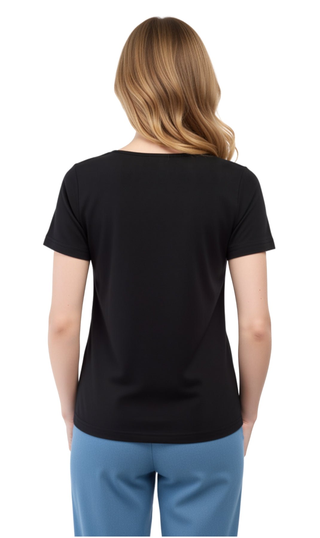 Women's Short Sleeve Cotton Knit T-shirt in Pintuck Style - Silverts 17