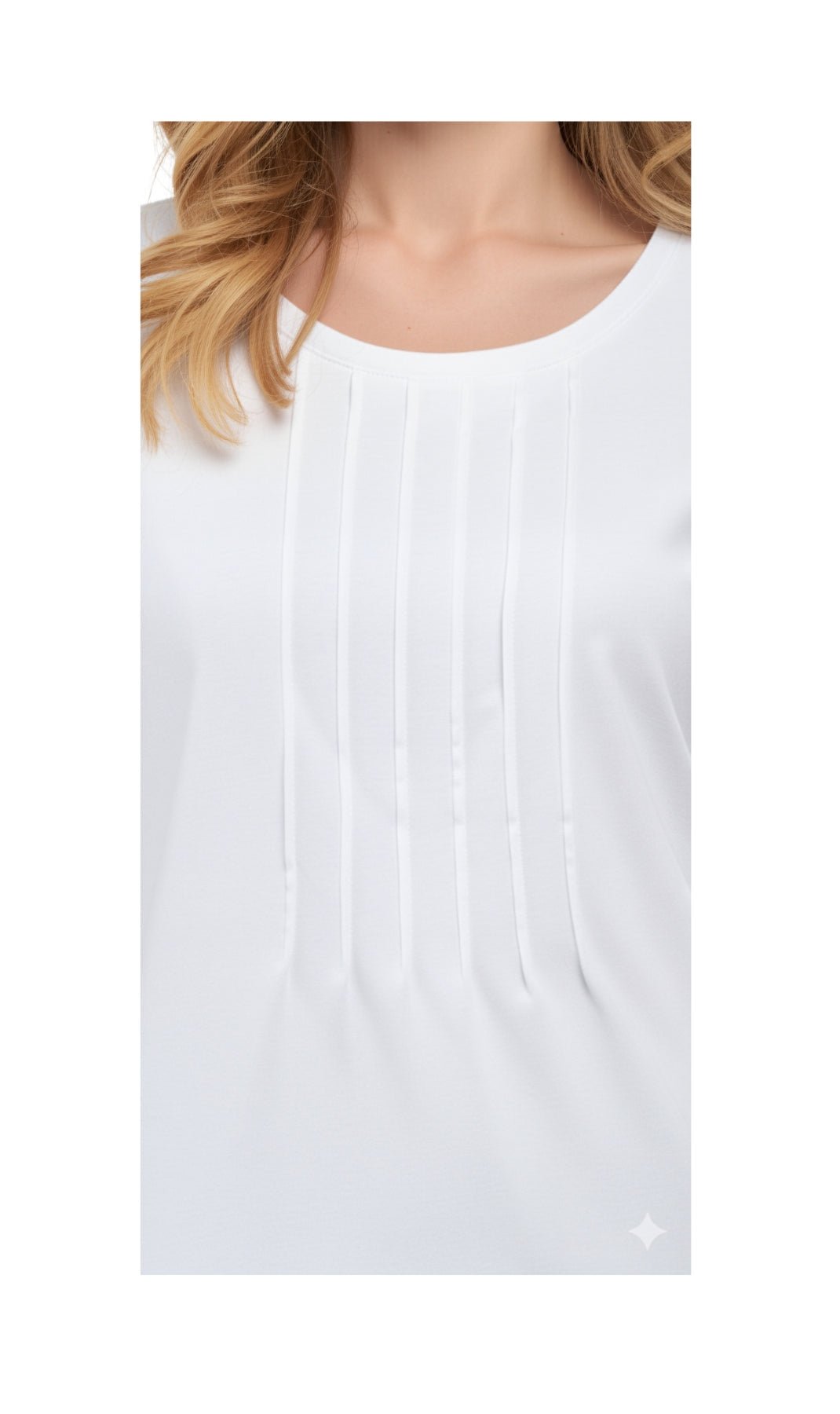Women's Short Sleeve Cotton Knit T-shirt in Pintuck Style - Silverts 24