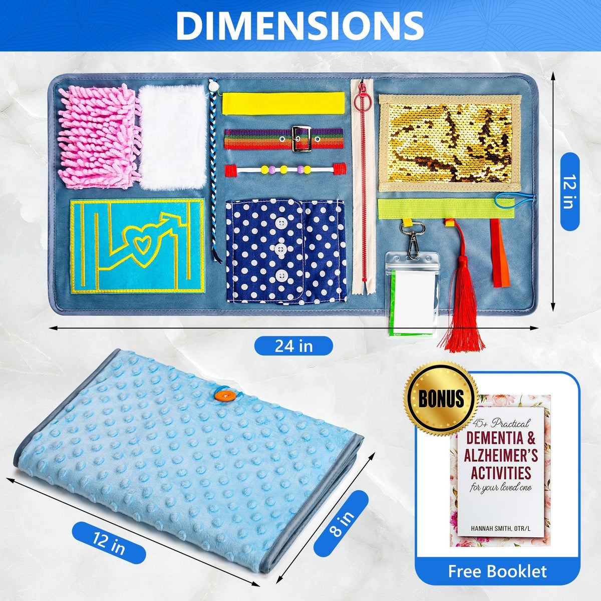 Fidget Blanket for Adults with Dementia & Alzheimer's, sensory activities for dementia patients - Silverts 3