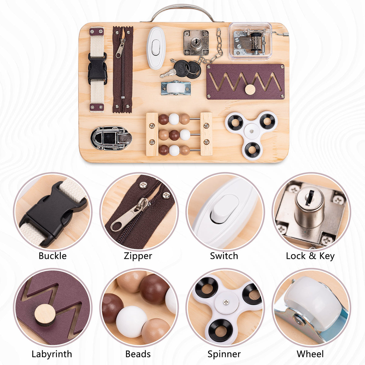 Wooden Fidget Busy Board for Adults with Altzheimer's, Dementia-friendly games - Silverts 4