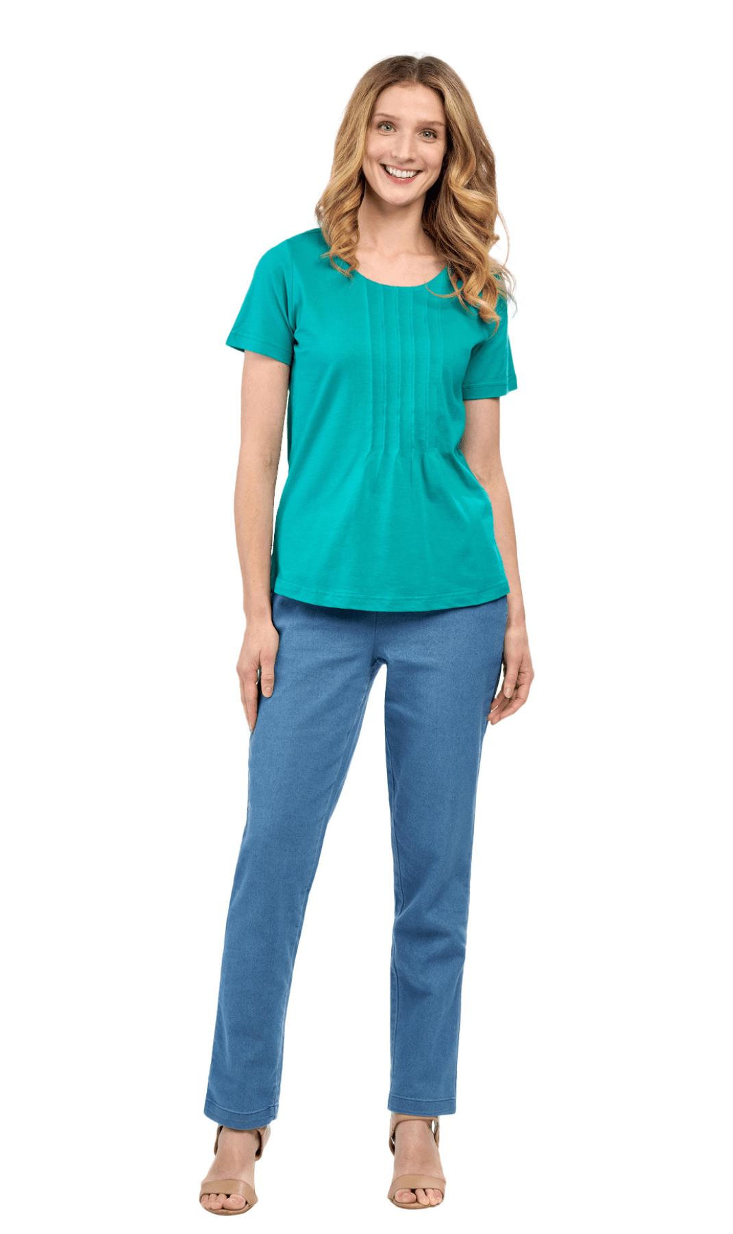 Women's Short Sleeve Cotton Knit T-shirt in Pintuck Style - Silverts 10