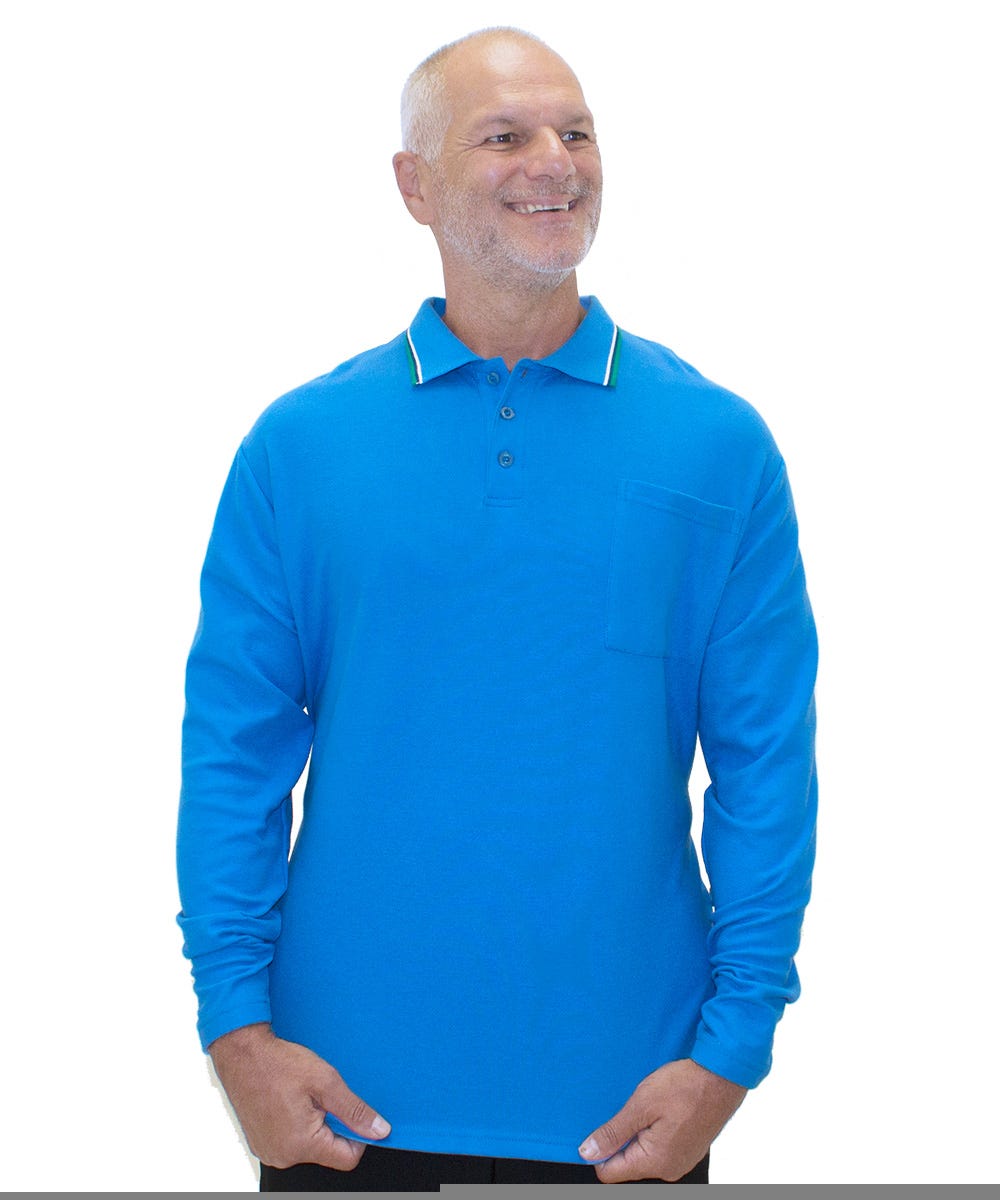 Men's Adaptive Open Back Polo Shirt with Long Sleeves - Clearance - Silverts 30