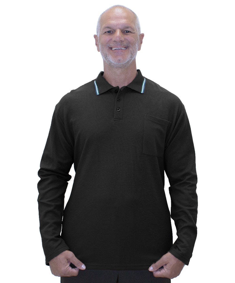 Men's Adaptive Open Back Polo Shirt with Long Sleeves - Clearance - Silverts 10