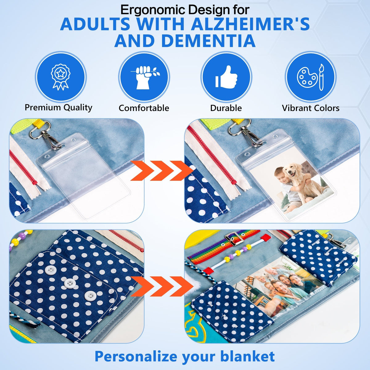Fidget Blanket for Adults with Dementia & Alzheimer's, sensory activities for dementia patients - Silverts 5