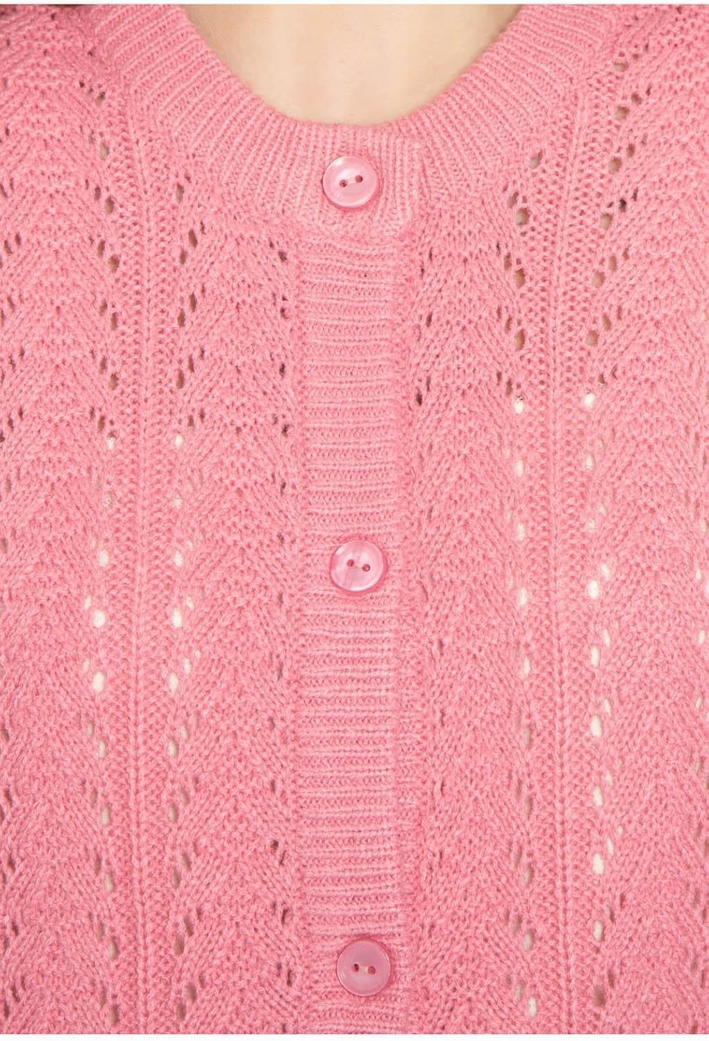 Women's Button Front Crochet Pointelle Cardigan with Pockets - Silverts 18