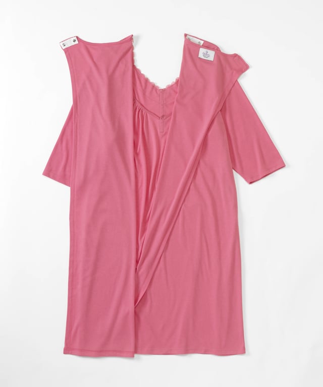 Women's No Peek Hospital & Home Care Gown with Lace Neckline - Silverts 13